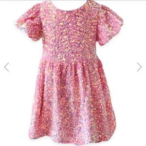 Lola & the Boys  Hot pink sparkly dress
Puffy shoulder detail.